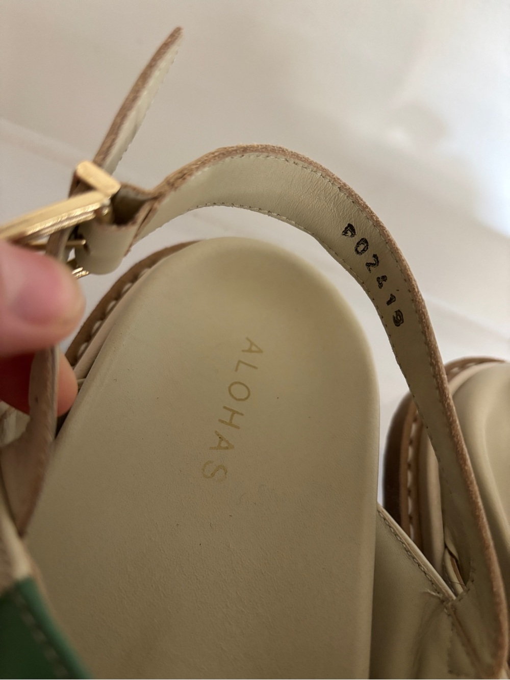 ALOHAS Green & Cream Woven Slingback Sandals - Picture 3 of 5